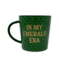 Wicked-themed ceramic mug with 'In My Wicked Era' in a green design and gold accents. High-quality, hand-wash-only mug, perfect for Broadway fans and daily use.