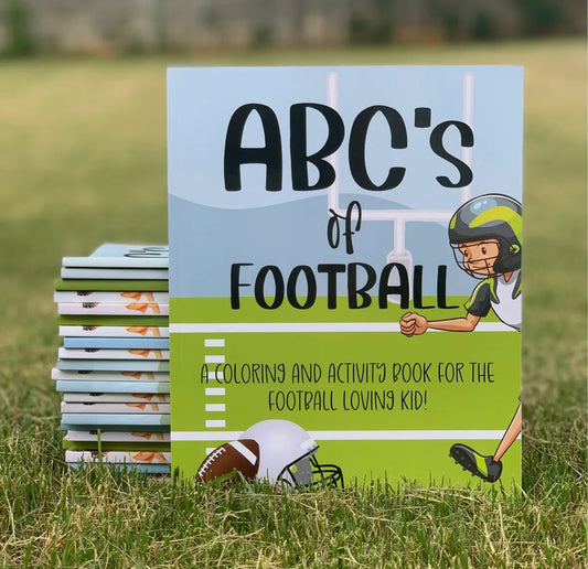 Football Coloring Books Party Favors featuring football-themed covers, with each book containing over 70 pages for coloring. Perfect for ages 1-8, ideal as birthday party favors, classroom giveaways, and more. Each coloring book measures approximately 11 inches tall by 8.5 inches wide