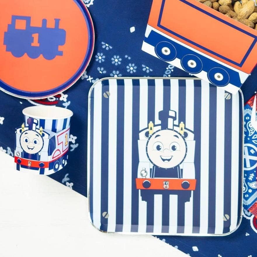 Thomas & Friends™ blue bandana napkins, 24 pack, 3-ply, eco-friendly, FSC certified, licensed party napkins