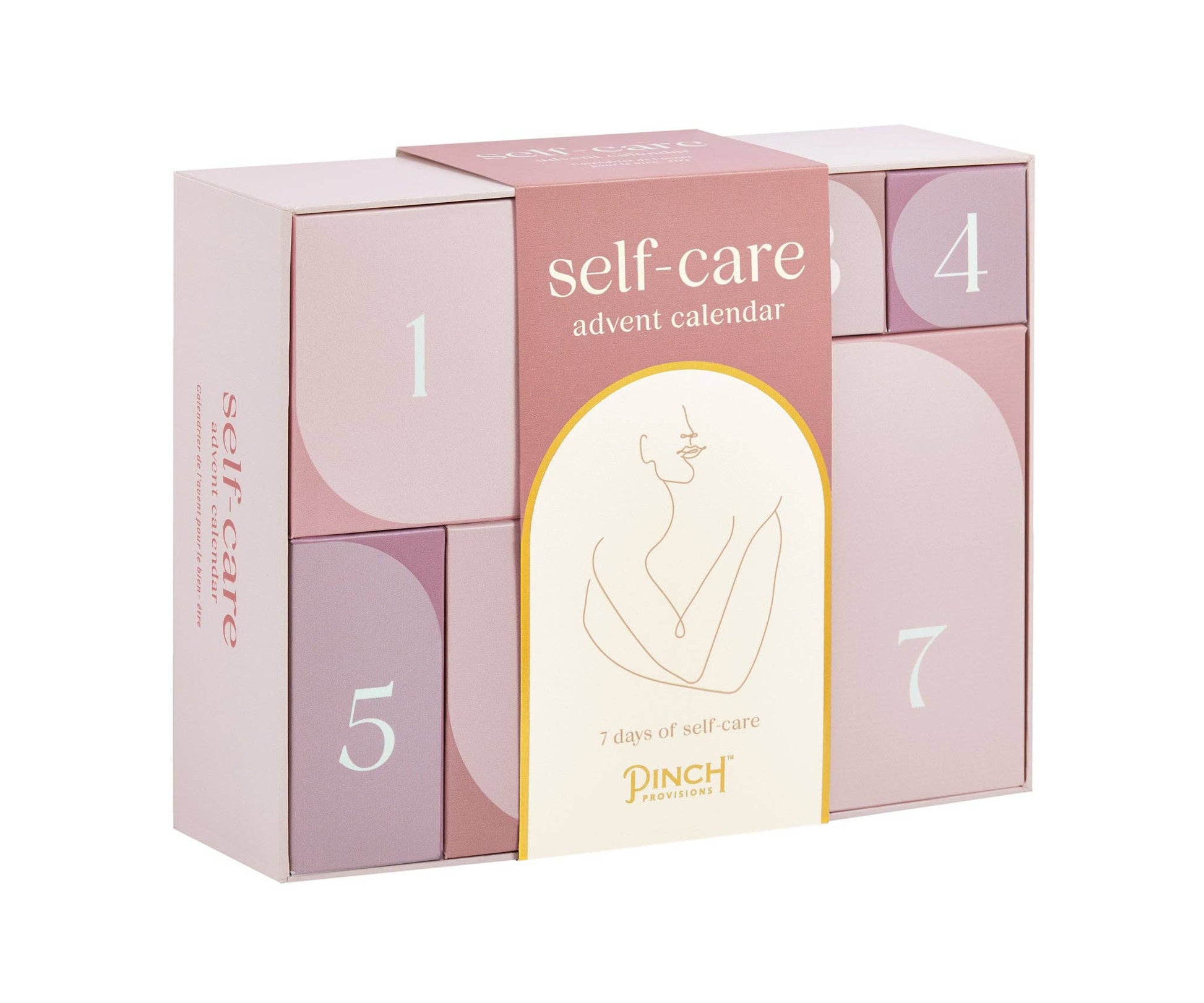 Self-Care Advent Calendar with 7 luxury surprises, including gua sha, candle, and spa essentials.