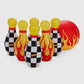 “FUNBOY x Hot Wheels” 🔥Checkered Flame Backyard Bowling Set