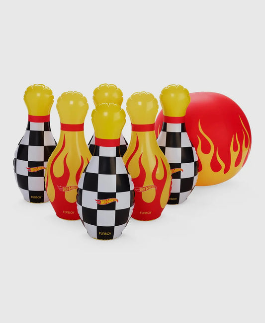 “FUNBOY x Hot Wheels” 🔥Checkered Flame Backyard Bowling Set