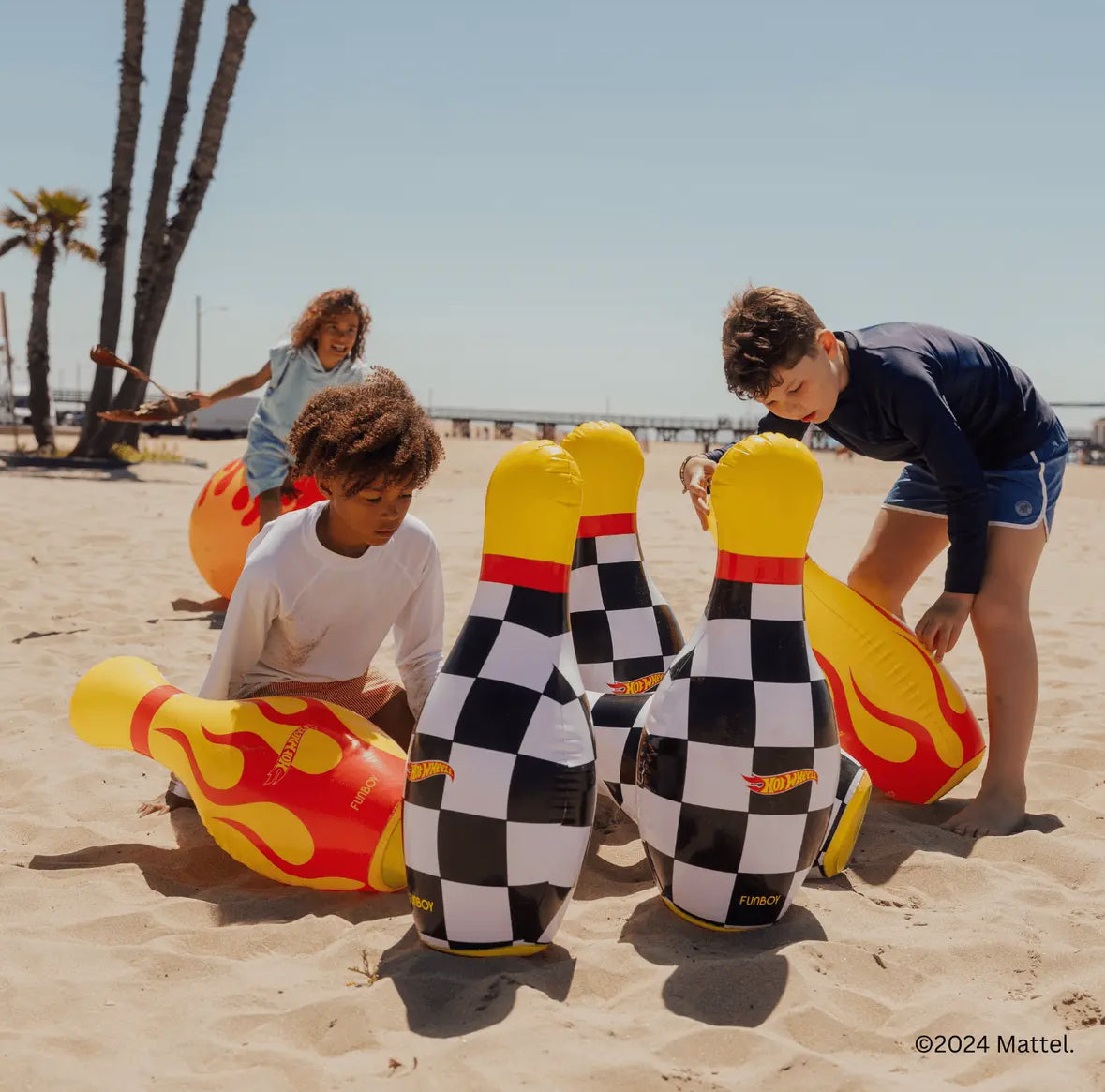 “FUNBOY x Hot Wheels” 🔥Checkered Flame Backyard Bowling Set