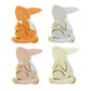 Bunny-shaped plates with gingham bandanas and gold foil accents, pack of 8, 10.5x7.5 inches; ideal for spring celebrations, 4 colors, 2 of each.