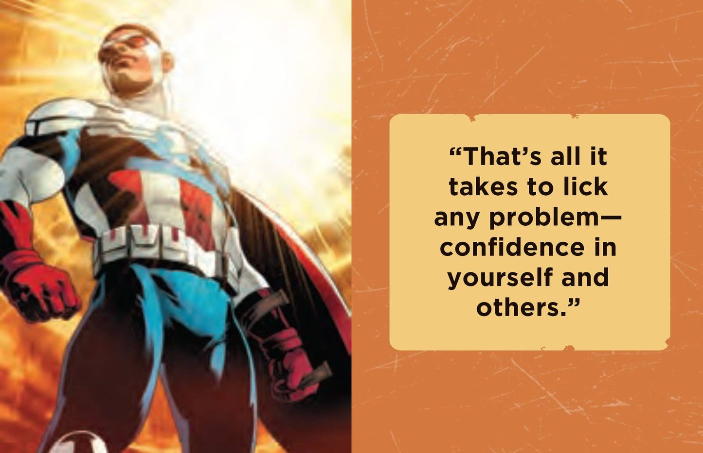 Captain America Pocket-Sized Quote Book with over 150 motivational quotes and speeches from Marvel’s iconic hero. Compact 1.34” x 1.73” size for inspiration on the go, celebrating Cap’s legacy of justice and heroism since 1941.