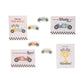 Race car-themed Valentine's Day cards with 12 cards and 12 erasers, perfect for kids to share with friends and classmates.