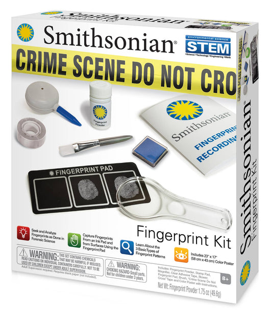 Detective Fingerprint Kit for kids 10+, CSI activity set with tools for forensic science and role-play fun.