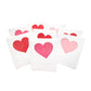 Valentine's Day glassine treat bags with heart-shaped stickers, perfect for gifting candy or small presents, includes 8 bags and 8 heart stickers.