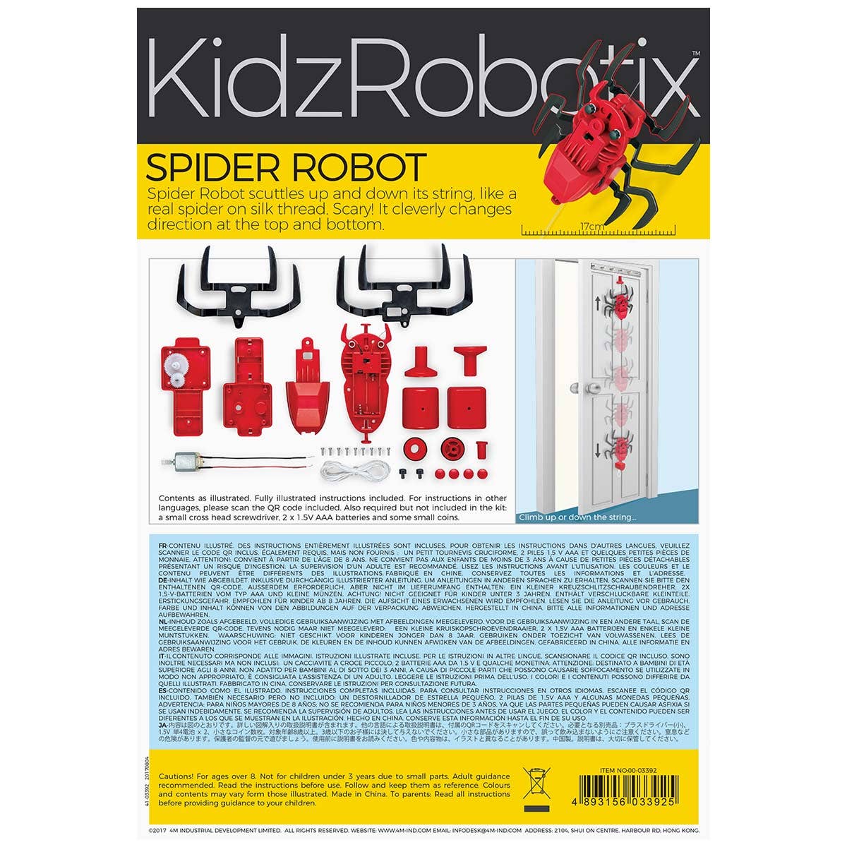 DIY Spindly Spider Kit for kids 8+, motorized spider toy for Halloween crafts, STEM fun, and decorations.
