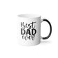 11oz color-changing "Best Dad Ever" coffee mug with C-shaped handle, perfect for Father's Day, birthdays, and Christmas gifts. Unique heat-reactive design that changes color when warm.