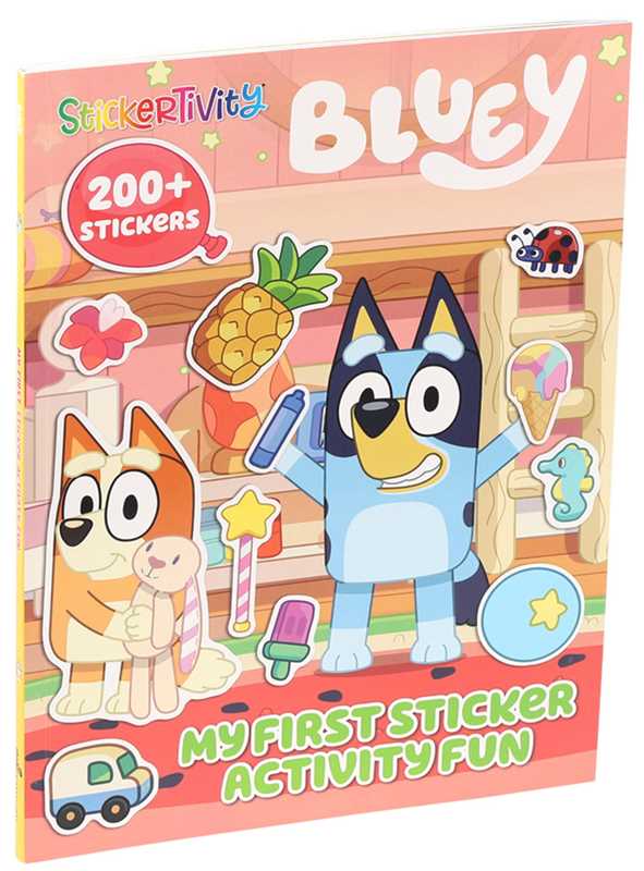 Join Bluey and Bingo for fun with over 200 stickers, puzzles, and activities in this exciting pad!