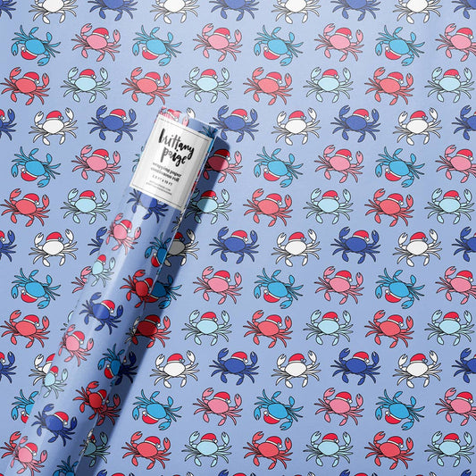 “Holiday Santa Crabs” 🎄 Wrapping Paper Roll