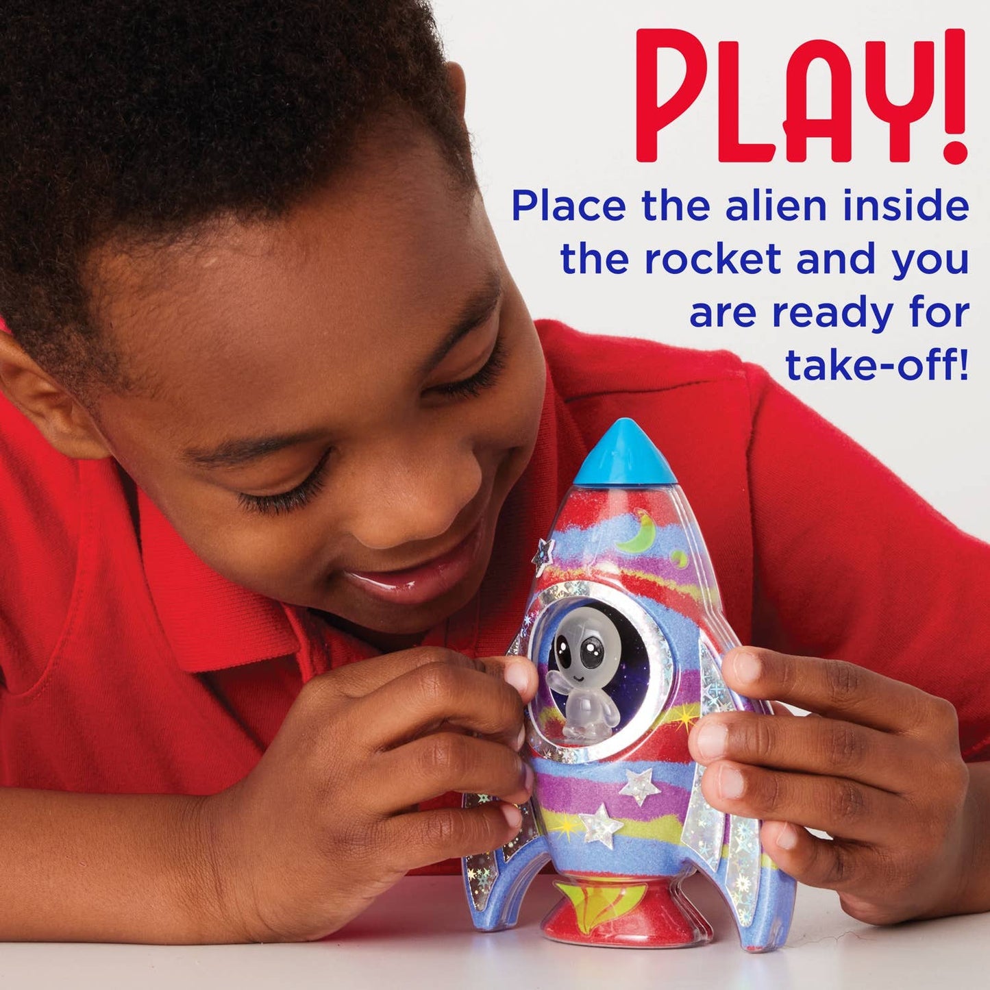 “Blast Off” 🚀 Glow in the Dark Sand Art Rocket - DIY Craft Kit for Kids