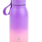 Personalized 12oz kids water bottle with glitter name, available in fun ombre colors. BPA-free, vacuum insulated, leakproof, and includes a flip-up straw and handle strap. Keeps drinks cold for 12hrs or hot for 8hrs. Perfect for school and travel