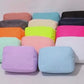 Personalized cosmetic pouch with zipper, featuring custom name, initials, or trendy icons. Lightweight and durable, available in neon or neutral colors with gold zippers. Size: 10" long x 5" wide x 3" deep. Perfect for summer slumber parties, travel, school, or as a makeup organizer. Great gift for girls, bridesmaids, or team members.