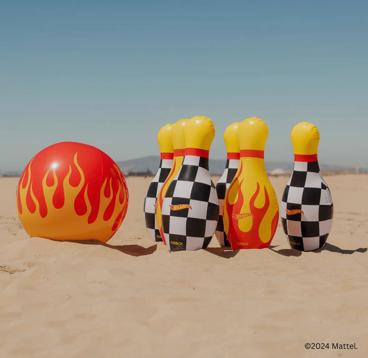 “FUNBOY x Hot Wheels” 🔥Checkered Flame Backyard Bowling Set