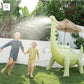 Into The Wild Dino Giant Sprinkler, standing over 6 feet tall. Attach to your garden hose for refreshing water play. Made from durable, non-toxic PVC. Perfect for kids' summer fun with lifelike 3D details. Includes hose adaptor and repair patch.