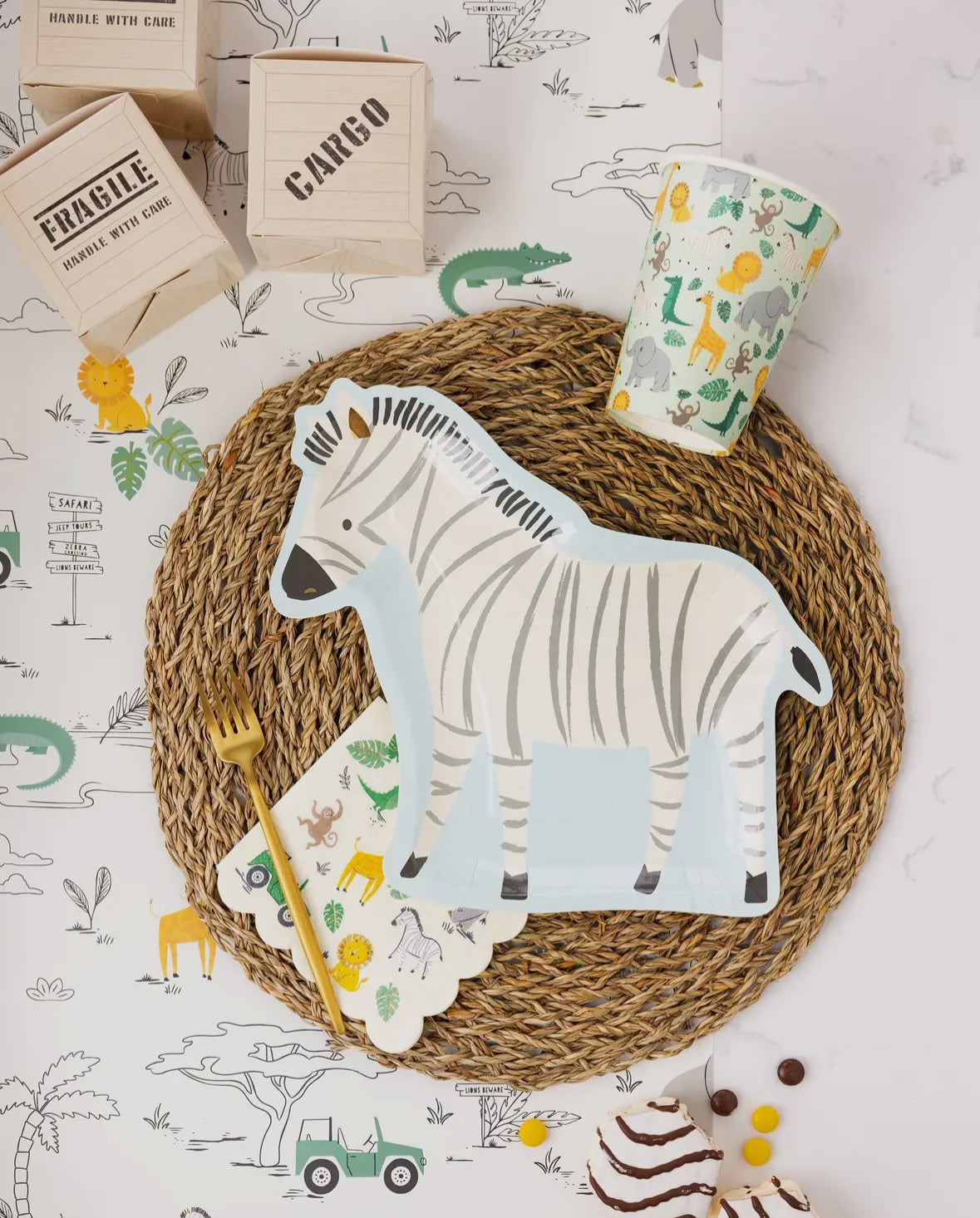 Safari-themed favor boxes designed to resemble cargo boxes, perfect for birthday party treats. Includes 8 closable boxes, each measuring 3 inches tall, wide, and deep. Add adventure to your celebrations with these fun and functional treat boxes.