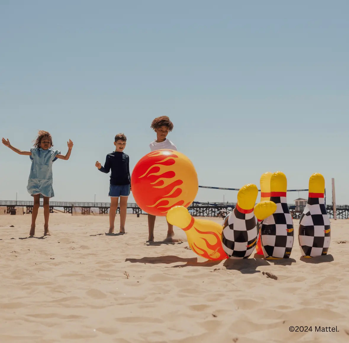 “FUNBOY x Hot Wheels” 🔥Checkered Flame Backyard Bowling Set