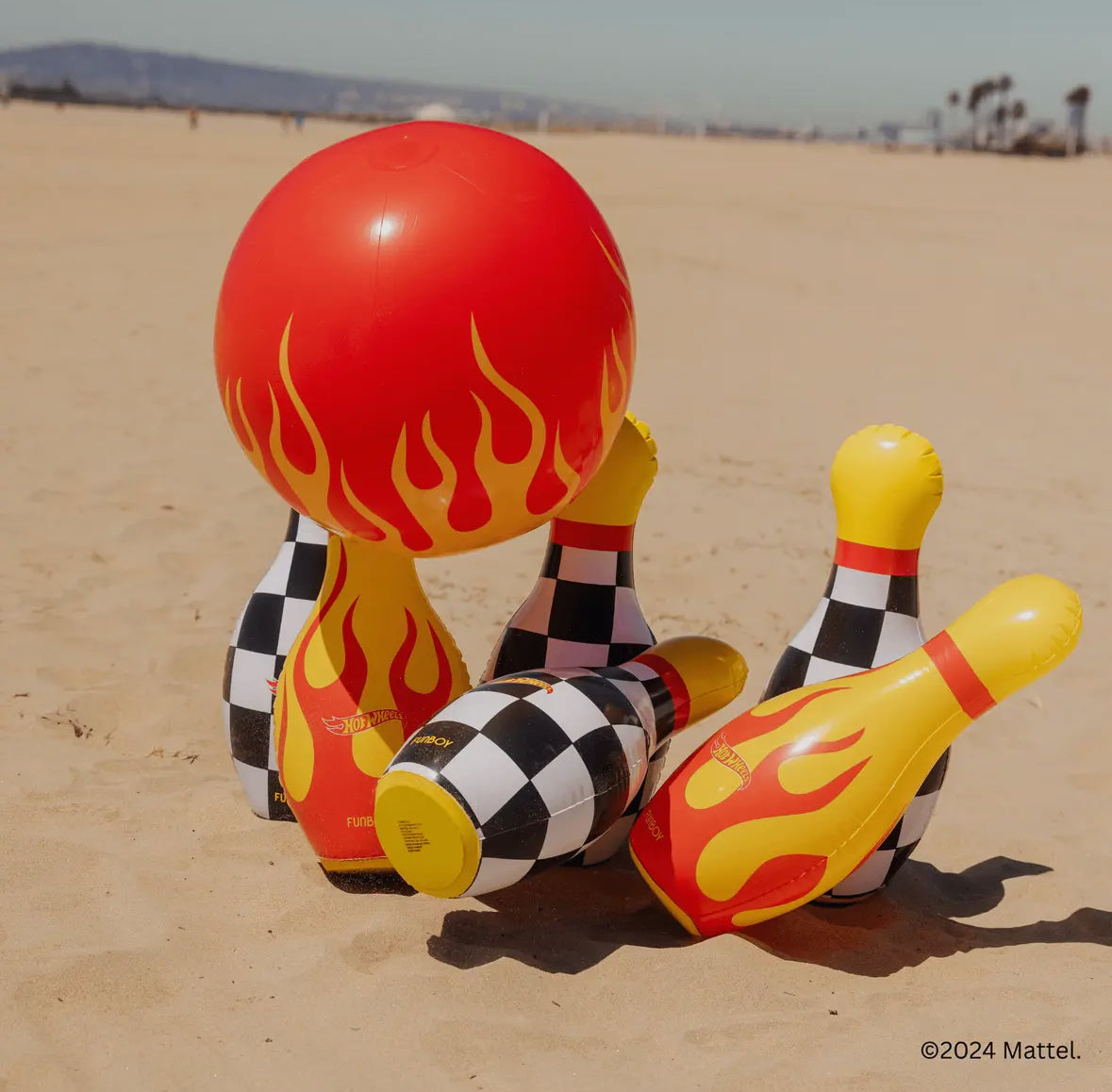 “FUNBOY x Hot Wheels” 🔥Checkered Flame Backyard Bowling Set