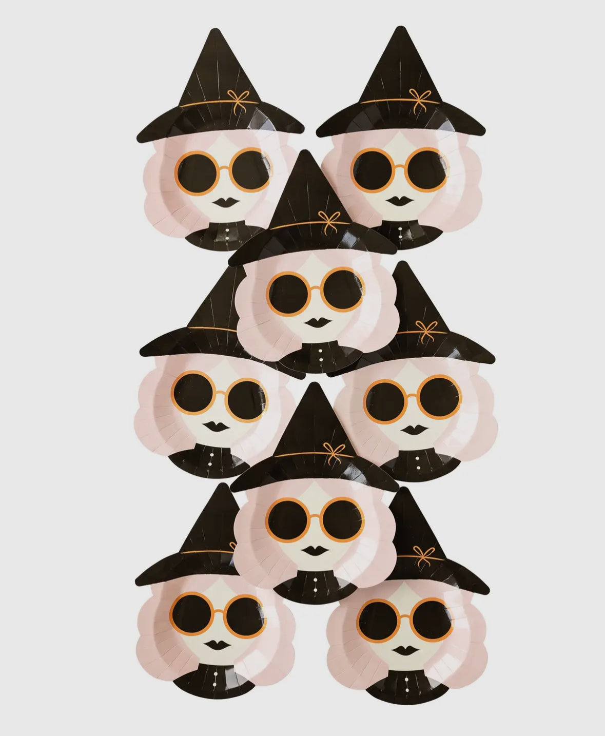 “Hey Pumpkin” 🧙Retro Witch Shaped Plates (Set of 8)