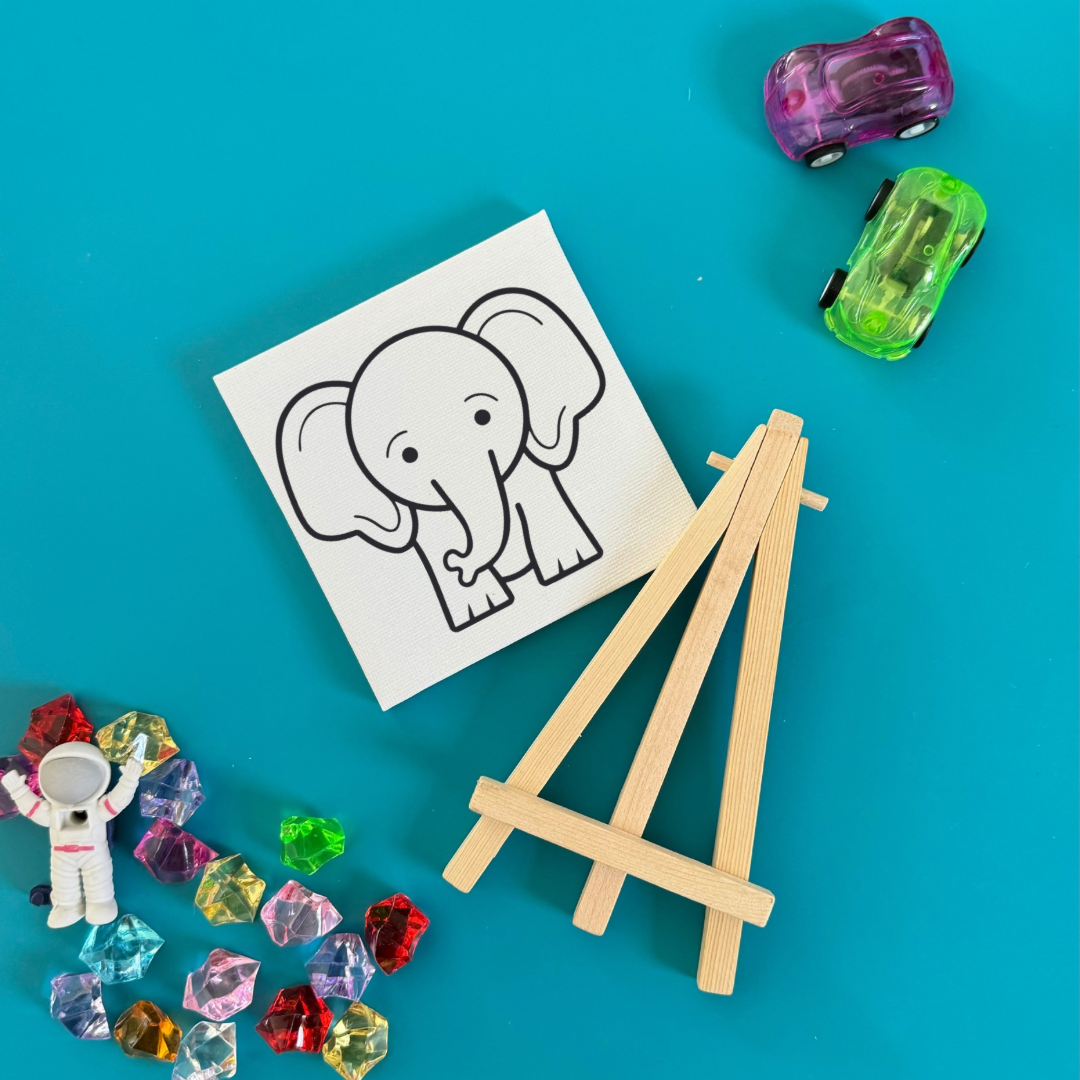 Animal-themed DIY paint kits for kids, perfect for party favors. Includes a canvas, wooden easel, paint set, and brush. Great for birthdays, baby showers, and family reunions. Encourages artistic expression for toddlers and preschoolers. Tiny hands-friendly!