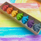 Eco-friendly dinosaur crayons gift set made from recycled materials, featuring 7 non-toxic crayons in assorted colors. Great for parties, holidays, and everyday fun!