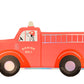 Detailed fire truck napkins with vibrant colors and cute Dalmatian design, perfect for loading up with snacks at fire-themed birthday parties and celebrations.
