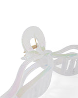 Jumbo bow claw clips in pink and white, trendy and stylish hair accessories for all hair types.