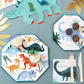 Dinosaur Kingdom Paper Dinner Plates with Brilliant Dinosaur Illustrations and Copper & Green Foil Detail, Perfect for a Jurassic Party, Pack of 8, 10.25 x 10.25 Inches.