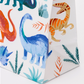 Dinosaur Kingdom Party Bags with Colorful Dinosaur Illustrations and Twisted Paper Handles, Perfect for Party Favors, Pack of 8, 5 x 6 x 3 Inches.