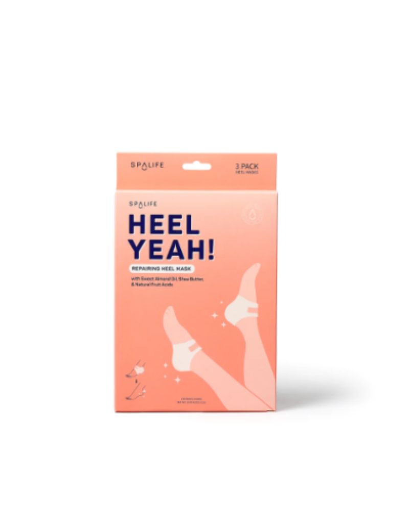 Heel Yeah! Repairing Heel Mask designed to hydrate and soothe dry, cracked heels, providing an intense foot treatment for softer, smoother skin with quick results.