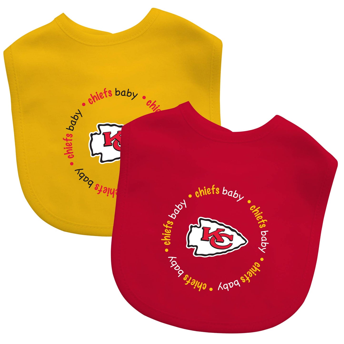 Official NFL Kansas City Chiefs Baby Bibs 2-pack, embroidered logo, machine washable, unisex design