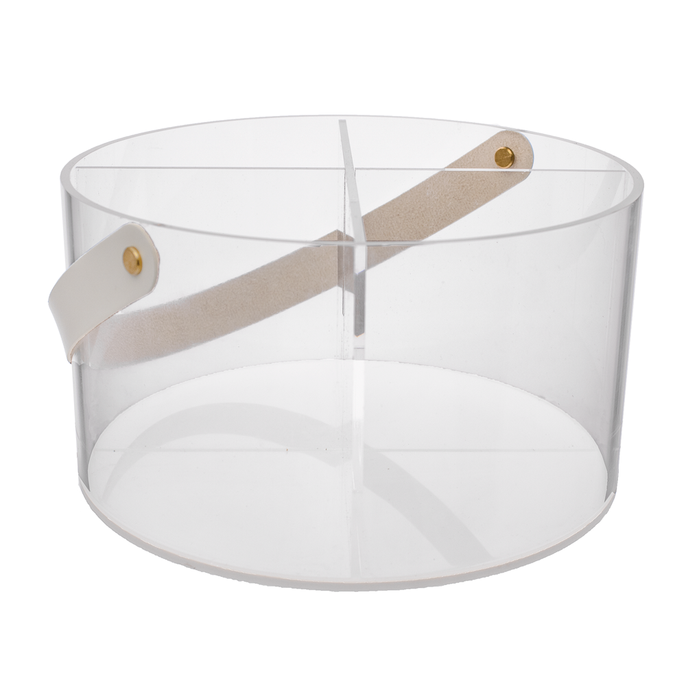 Lucite Caddy with Leatherette Handles