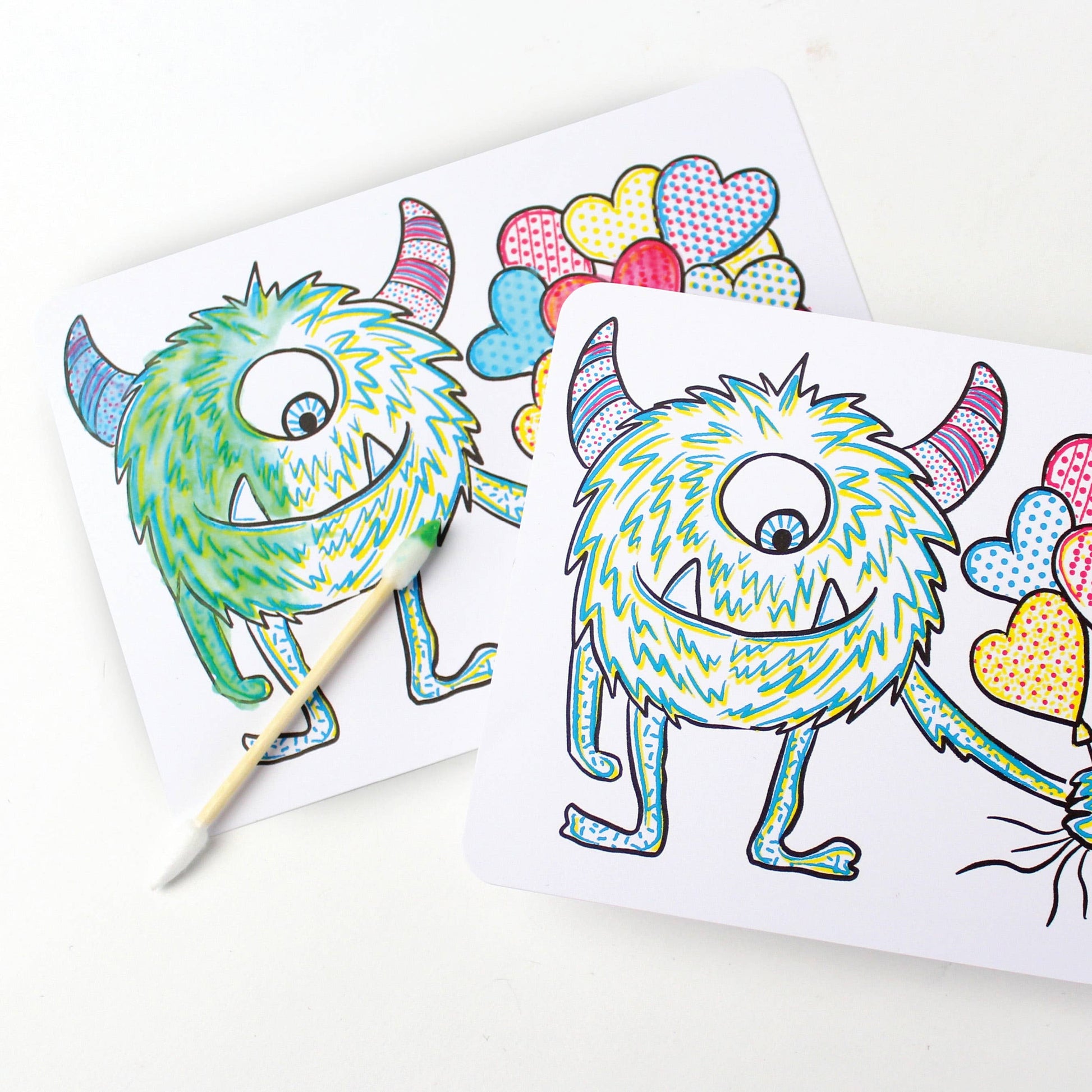 Paint With Water Valentine Cards: 18 vibrant, interactive cards with painting tools for a fun and creative Valentine's gift. Featuring a friendly monster with balloons!