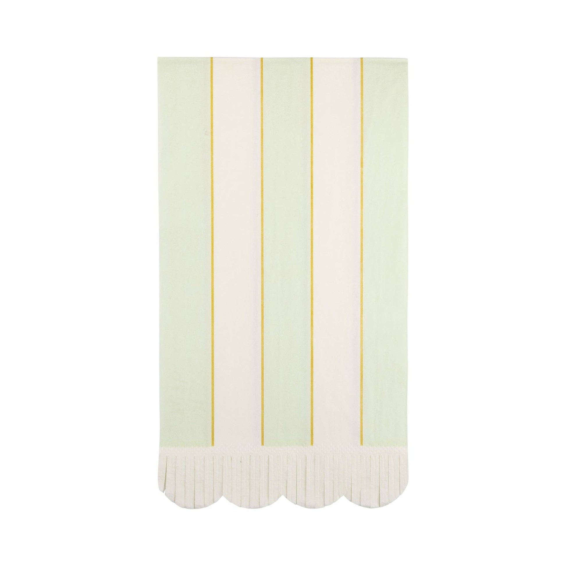 Guest Napkin Set – 18 napkins (4.25"x7.75"), 3 designs with striped & fringe trim, perfect for spring gatherings.