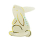 Bunny-shaped plates with gingham bandanas and gold foil accents, pack of 8, 10.5x7.5 inches; ideal for spring celebrations, 4 colors, 2 of each.