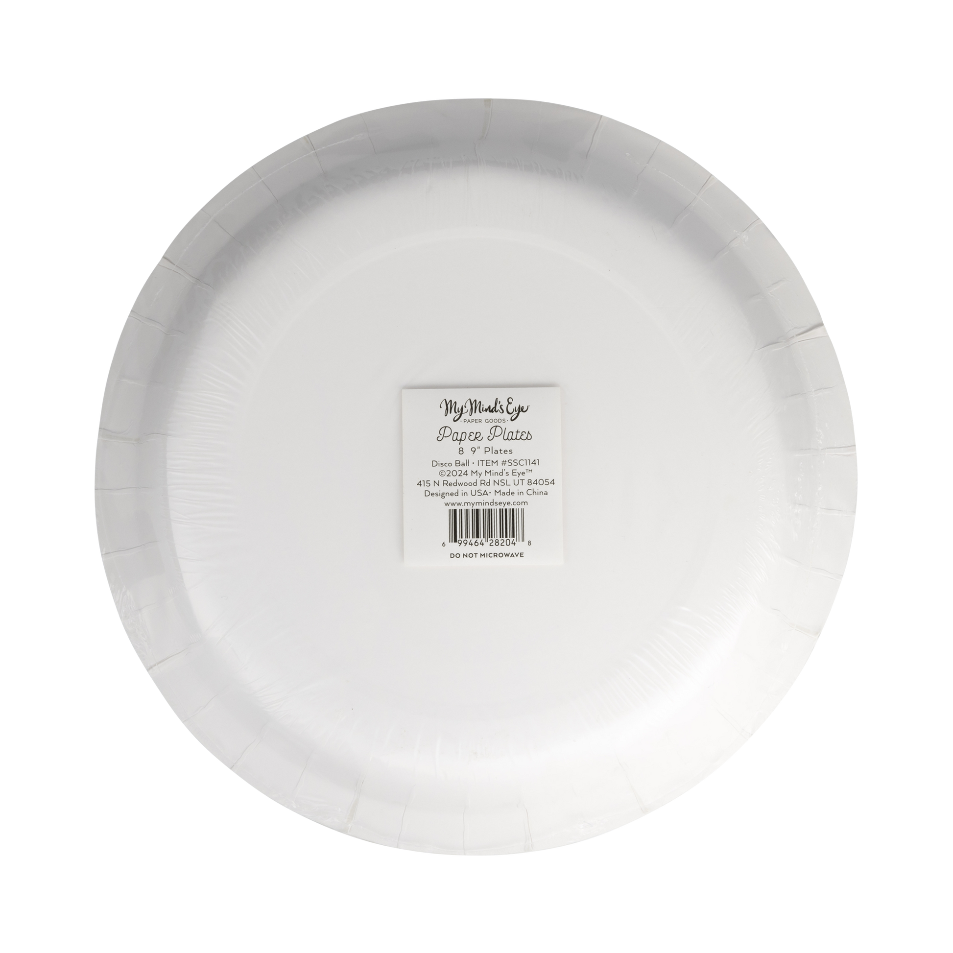 Silver Disco 9" Party Plates featuring a stylish design with silver foil, perfect for New Year's celebrations and festive occasions. Includes 8 plates per pack.