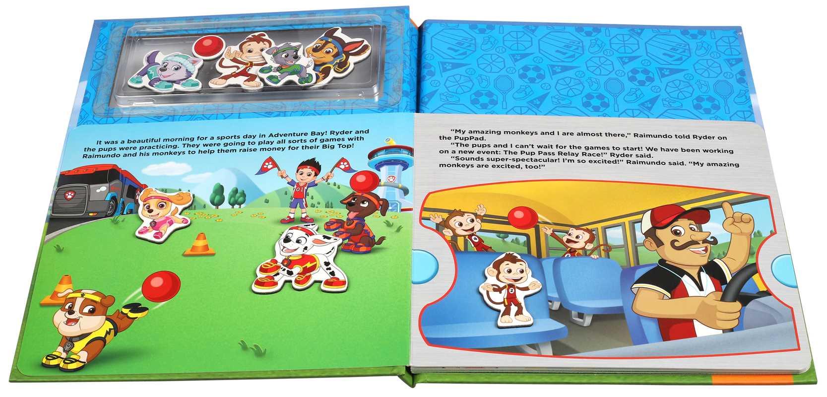 Interactive PAW-themed hardcover book with magnets, 10 pages, join the pups on a rescue adventure.