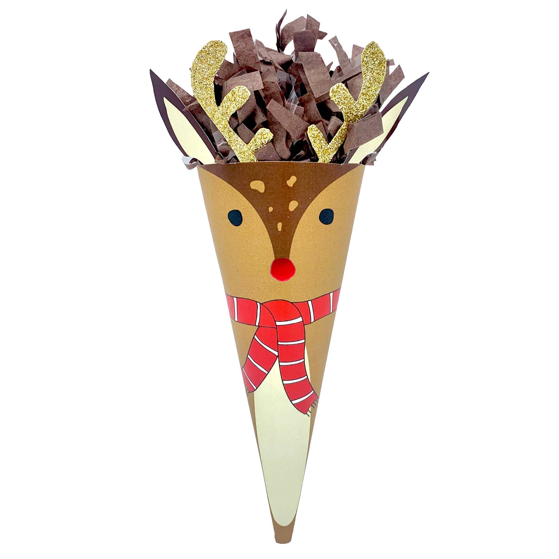 Handcrafted TOPS Malibu Surprize Cones filled with vintage-inspired toys, sweets, gems, and fun surprises. Ideal as holiday hostess gifts, stocking stuffers, or party favors for Christmas. Made in the USA, for ages 3+.