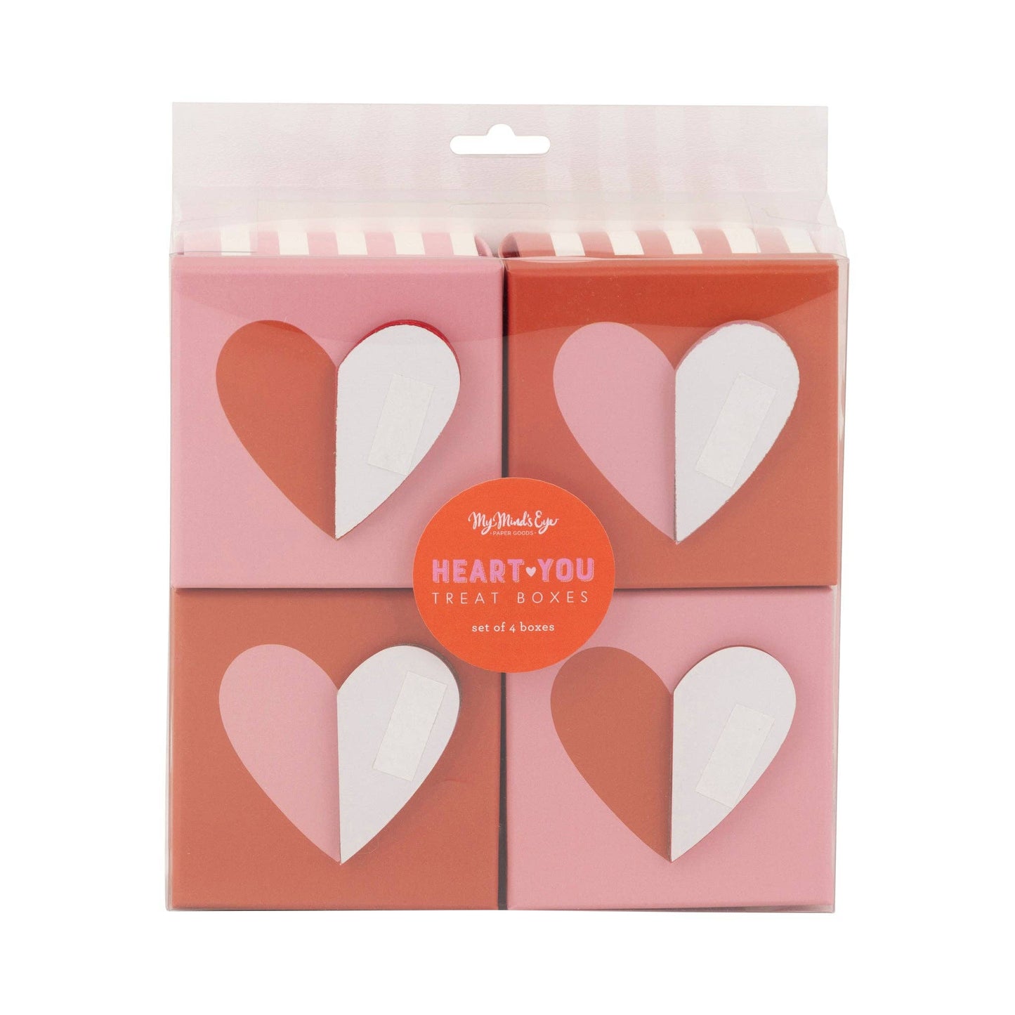 Heart Explosion Treat Box set for Valentine's Day, featuring heart-shaped boxes with a honeycomb heart topper, perfect for gifting treats to loved ones.