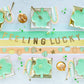 Set of 8 Shamrock Plates – 8" tall with gold foil edging, perfect for St. Patrick's Day celebrations and treats.