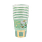 Set of 8 Leprechaun Party Cups – 12oz, 4.5" tall with gold foil and paper hat brim, perfect for St. Patrick's Day.