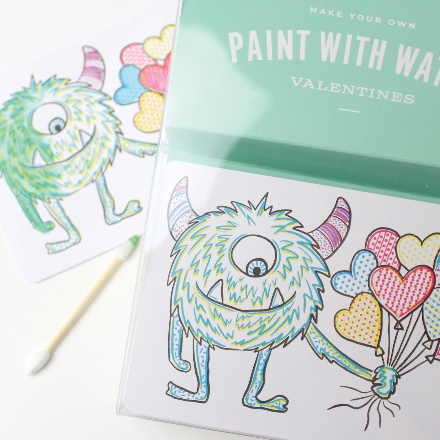 Paint With Water Valentine Cards: 18 vibrant, interactive cards with painting tools for a fun and creative Valentine's gift. Featuring a friendly monster with balloons!