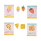 Pizza Valentine's Day cards with fun designs, 12 cards and 12 erasers, perfect for kids to share with friends.