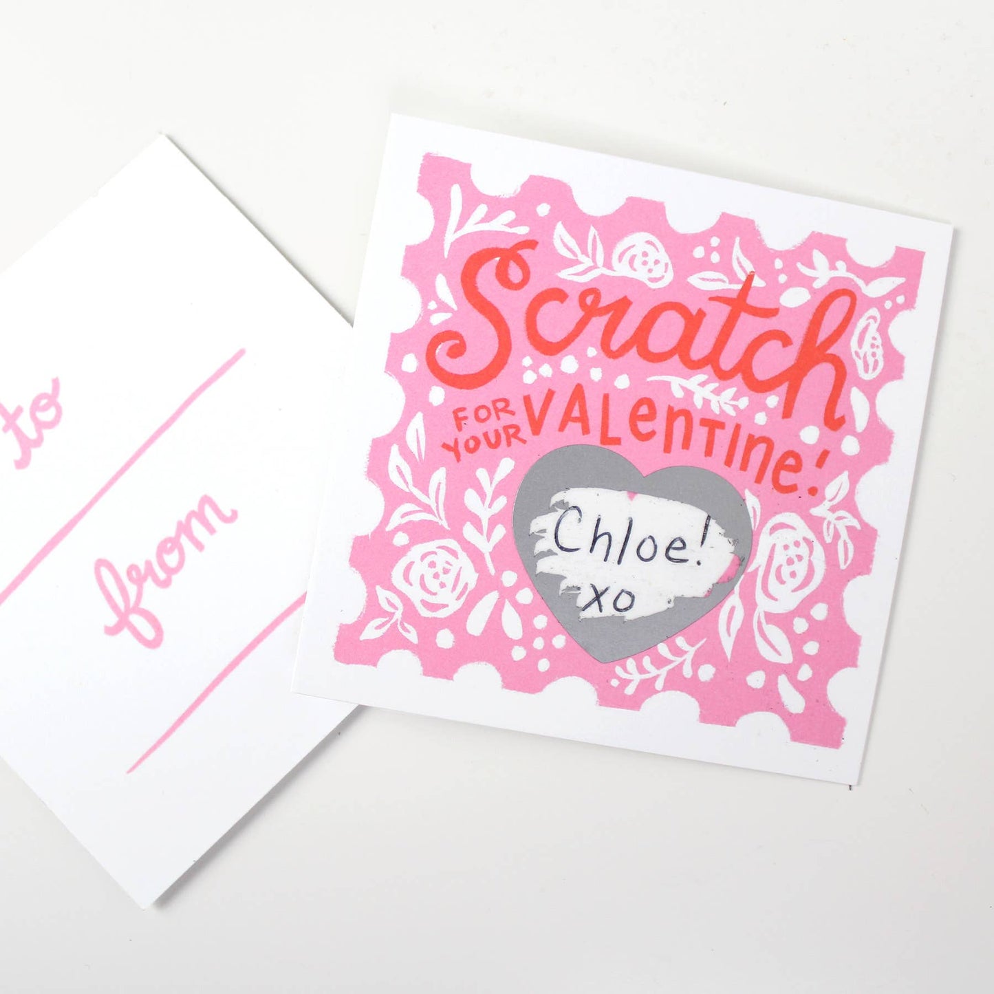 DIY Scratch-Off Valentines Kit: 18 cards (pink & red), scratch-off stickers included. Add a personal touch with handwritten messages!