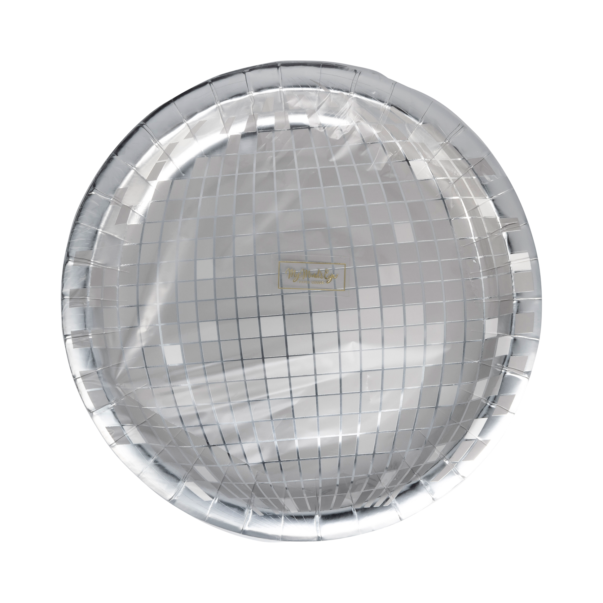 Silver Disco 9" Party Plates featuring a stylish design with silver foil, perfect for New Year's celebrations and festive occasions. Includes 8 plates per pack.