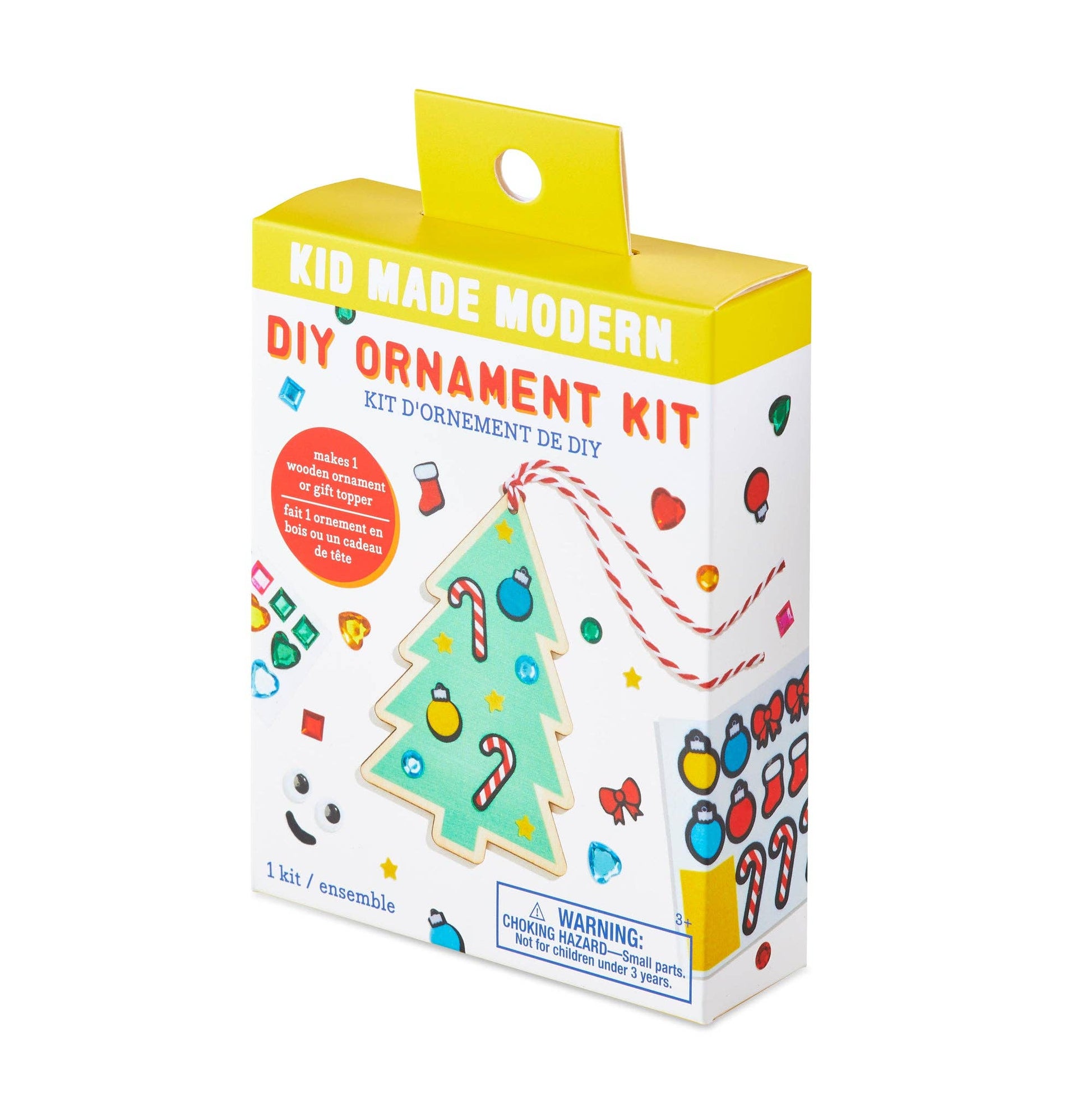 Wooden Ornament Kit for Kids, Perfect for Gift Giving or Decorating Your Own Tree, Includes 1 Wooden Ornament, Googly Eyes, Felt Stickers, Sticker-Backed Gems, and Bakers Twine, Ages 6 and Up.