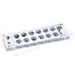 Modern Lucite Mancala game with clear acrylic board, 48 colorful glass pieces, and magnetic cover.