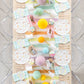 Easter-themed large napkins featuring pastel eggs in blue basket, pack of 16, 4.5x5.5 inches; perfect for spring brunches and garden parties.